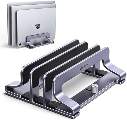 Three Slot Vertical Laptop Holder Space Gray