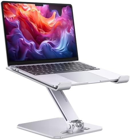 Glossy silver portable aluminum laptop riser 15.6