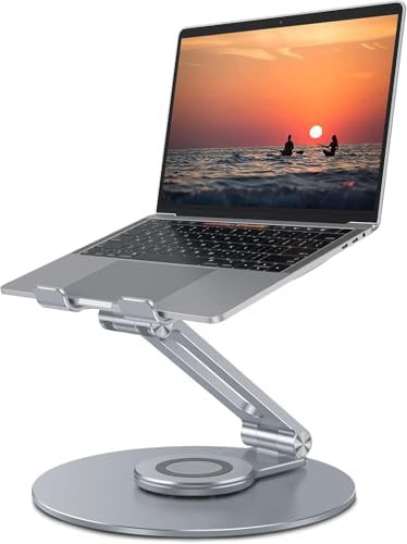 Adjustable laptop stand with rotating base