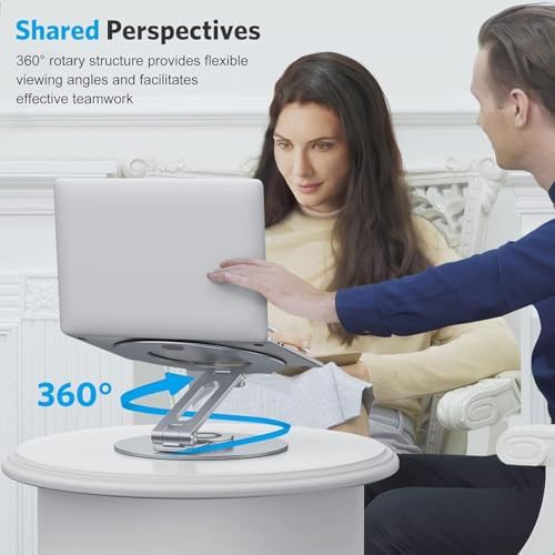 Adjustable laptop stand with rotating base — photo 4