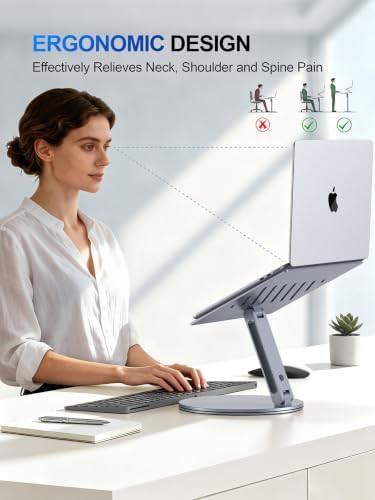 Gray rotating aluminum laptop riser for desk — photo 4