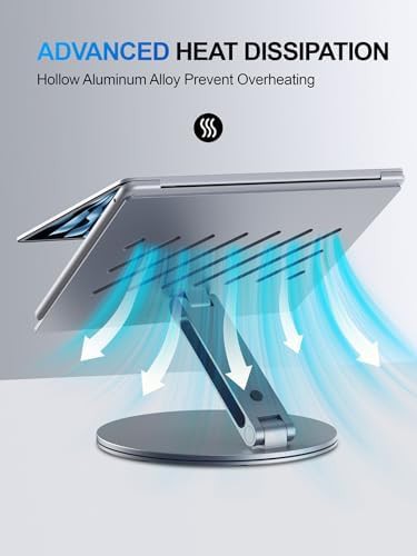 Gray rotating aluminum laptop riser for desk — photo 5