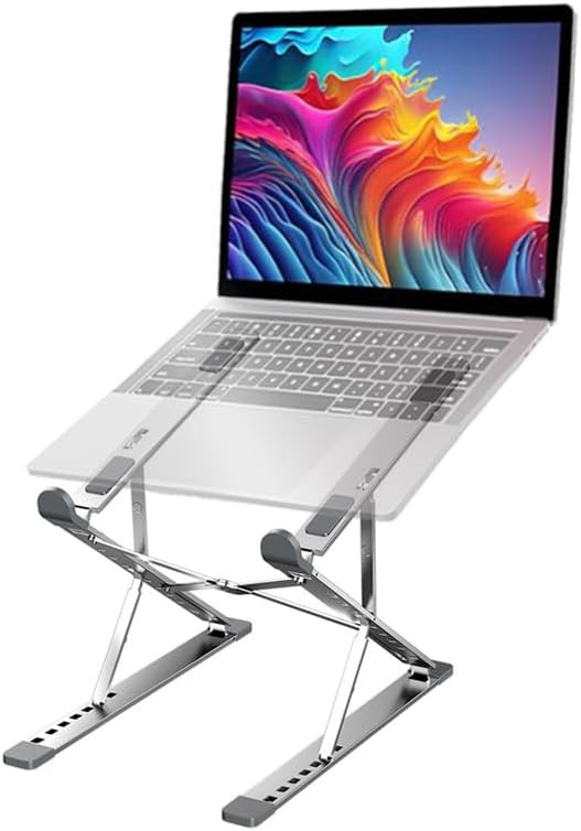 Silver aluminum portable notebook riser stand