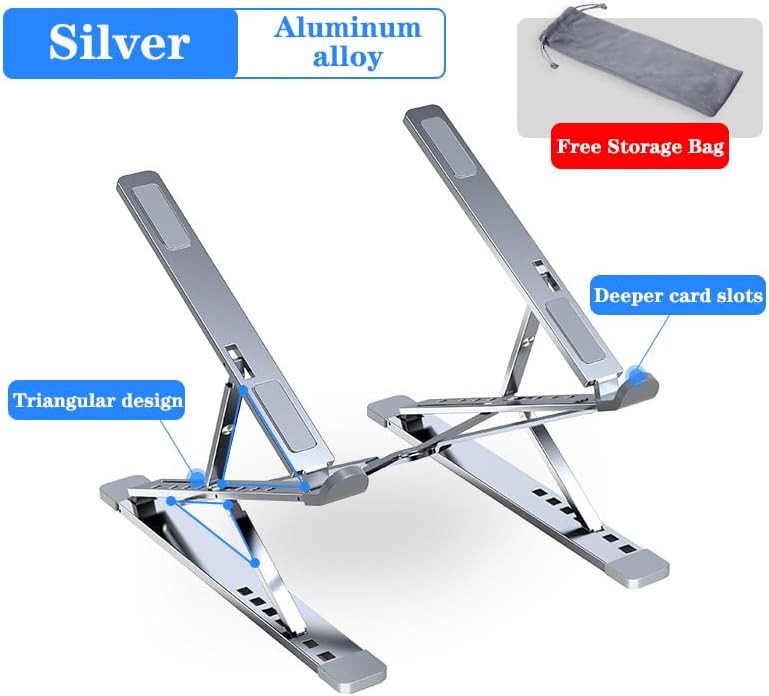 Silver aluminum portable notebook riser stand — photo 3