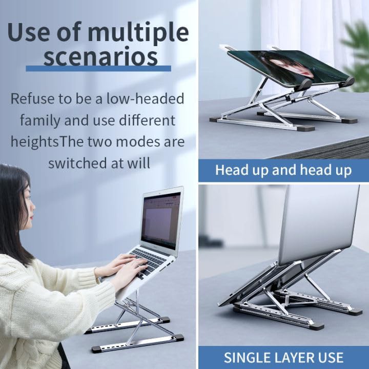 Silver aluminum portable notebook riser stand — photo 5