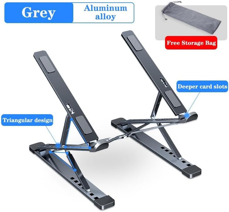Adjustable aluminum portable laptop stand in grey — photo 5