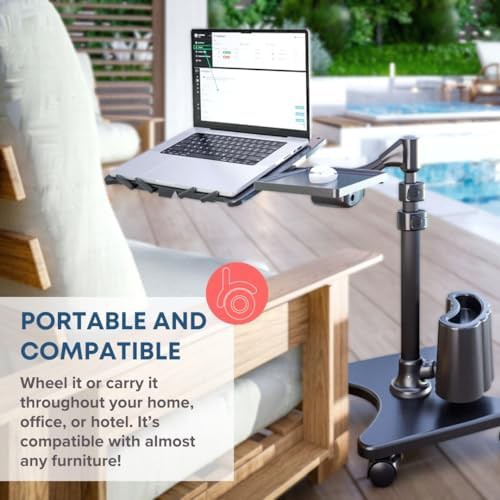 Deluxe Rolling Laptop Stand in Silver and White — photo 4