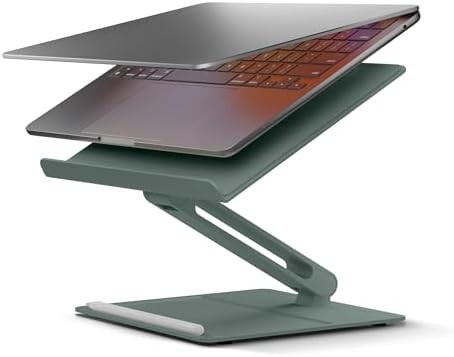 Slate green adjustable ergonomic desk stand