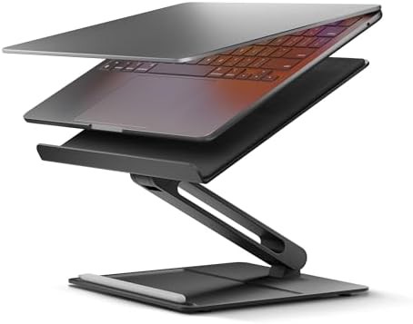 Height adjustable black ergonomic desk stand