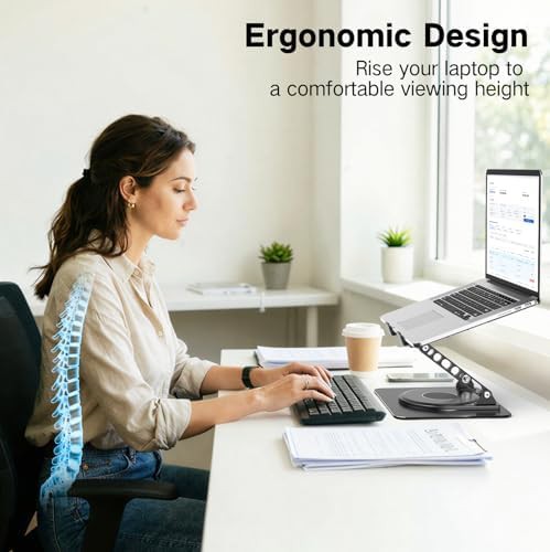 Rotating base ergonomic laptop riser stand — photo 3