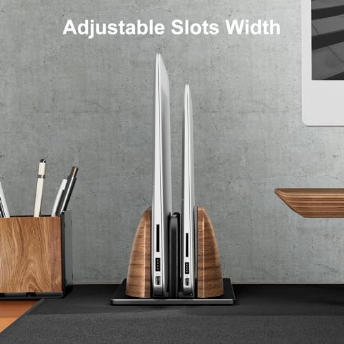 Dual slot wood vertical desk stand — photo 3