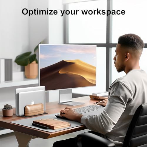 Dual slot wood vertical desk stand — photo 5