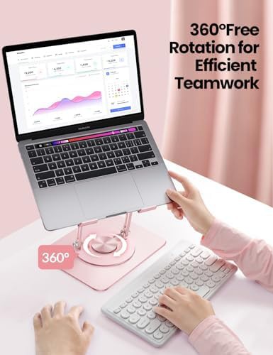 Pink metal rotating laptop stand 15.6 — photo 3