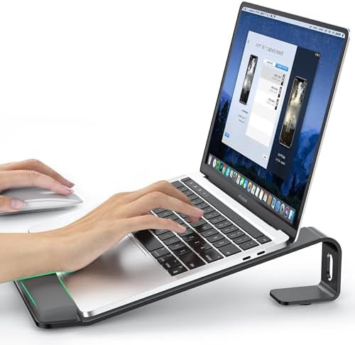 Office black aluminum laptop riser holder