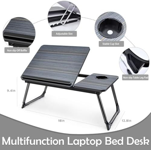 Black Foldable Lap Desk with Cup Holder — photo 3