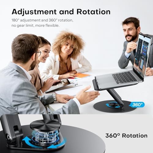 Ergonomic laptop riser with rotating base — photo 4