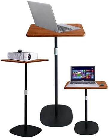 Wooden mobile standing desk with mouse tray