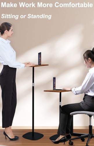 Wooden mobile standing desk with mouse tray — photo 3