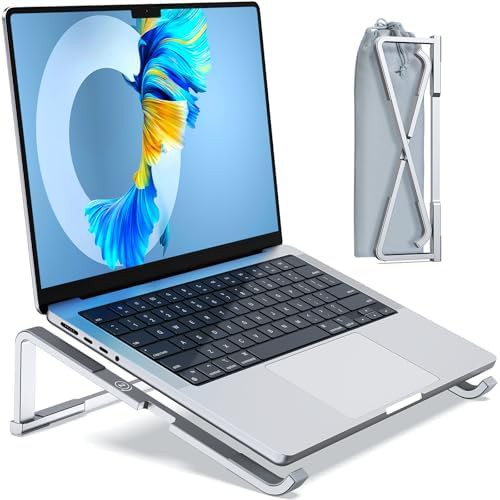 Foldable Portable Silver Aluminum Laptop Riser