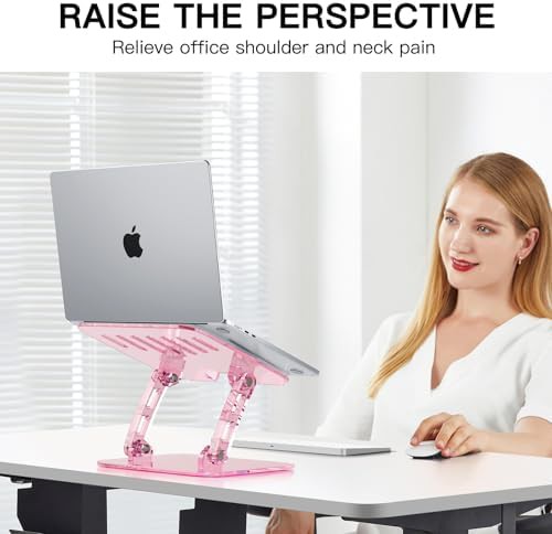 Adjustable Pink Acrylic Portable Laptop Stand — photo 3
