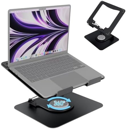 Black Rotating Foldable Portable Laptop Riser