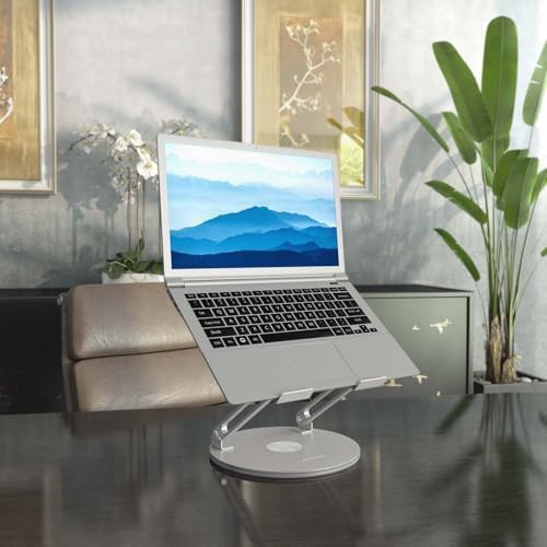 Silver rotating aluminum desktop stand — photo 5