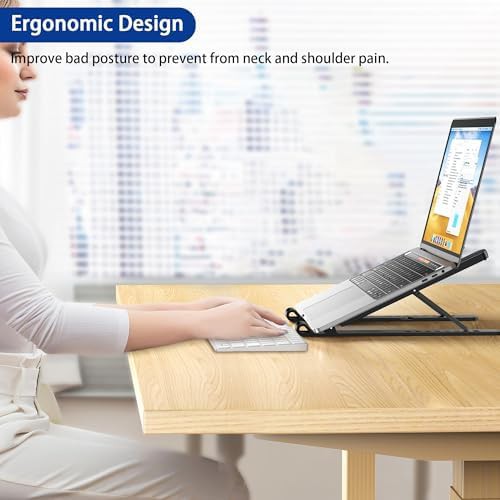 Black portable ergonomic laptop riser stand — photo 3