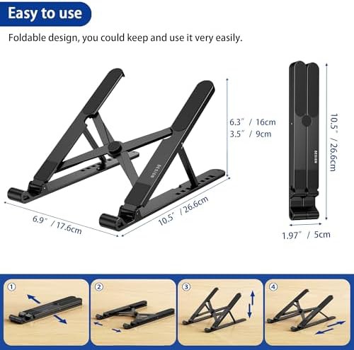 Black portable ergonomic laptop riser stand — photo 5