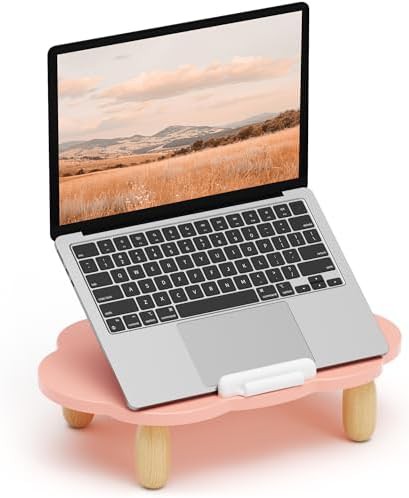Pink Cloud Shaped Wood Laptop Riser