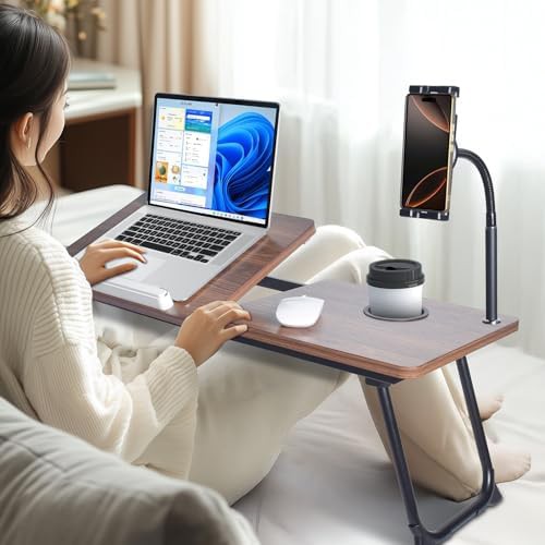 Foldable wood finish laptop desk — photo 3