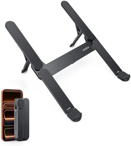 Dark Black Bi Fold Aluminum Laptop Stand