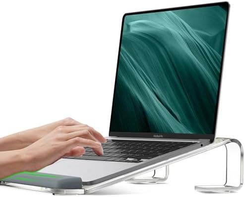 Clear acrylic laptop stand with wrist rest