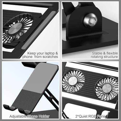 Black Metal Cooling Stand with Phone Holder — photo 4