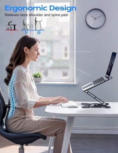 Rotating metal foldable laptop stand in black — photo 3