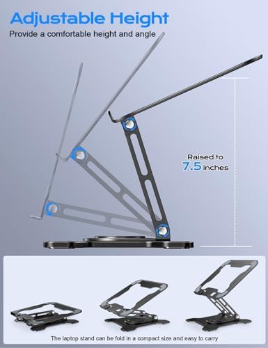 Rotating metal foldable laptop stand in black — photo 4