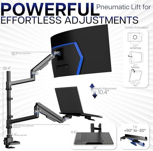 Pneumatic arm ultrawide laptop mount — photo 3