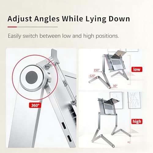 Large silver adjustable height bed desk — photo 4