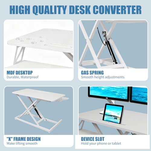 Height adjustable dual monitor standing desk converter — photo 4
