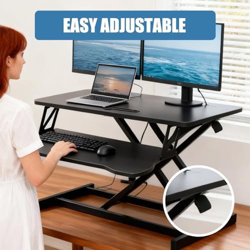 Height adjustable dual monitor standing desk converter — photo 5