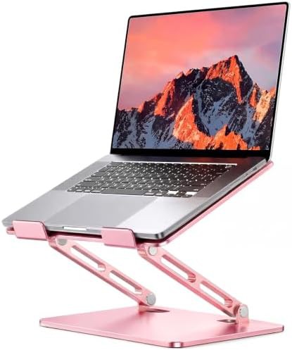 Pink aluminum ergonomic laptop stand