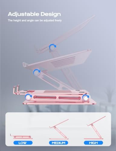 Pink aluminum ergonomic laptop stand — photo 3