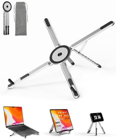 Foldable Laptop Riser with Phone Holder Silver