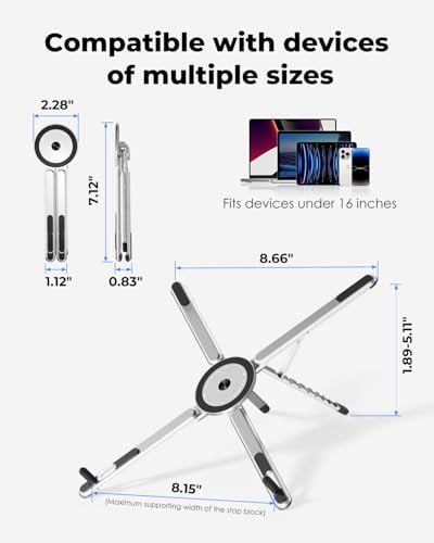Foldable Laptop Riser with Phone Holder Silver — photo 3