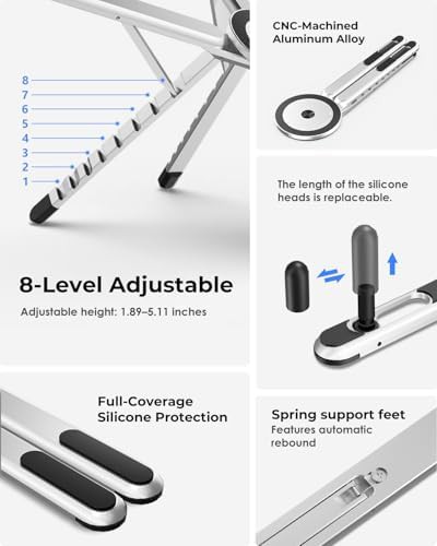 Foldable Laptop Riser with Phone Holder Silver — photo 5