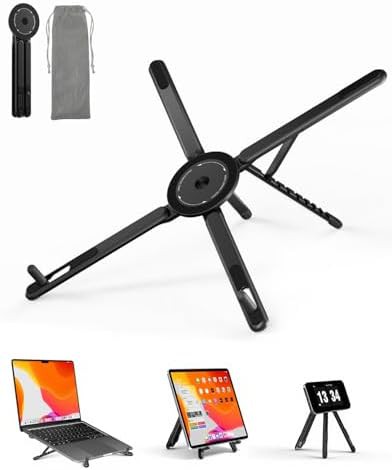 Foldable Laptop Riser with Phone Holder Black