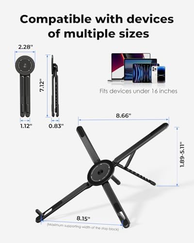 Foldable Laptop Riser with Phone Holder Black — photo 3