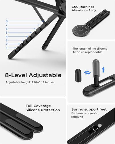 Foldable Laptop Riser with Phone Holder Black — photo 5