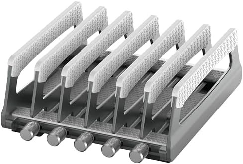 Six slot vertical aluminum storage rack grey