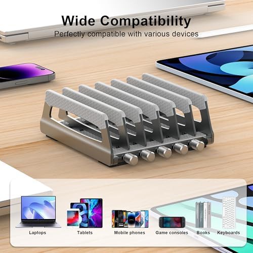 Six slot vertical aluminum storage rack grey — photo 4