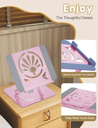 Pink adjustable rotating aluminum laptop riser — photo 3